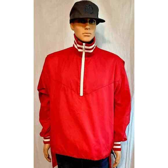 Vintage Birdie by Richard A Leslie Mens Large Red Jacket Snaps Nylon NWOT - Picture 2 of 7